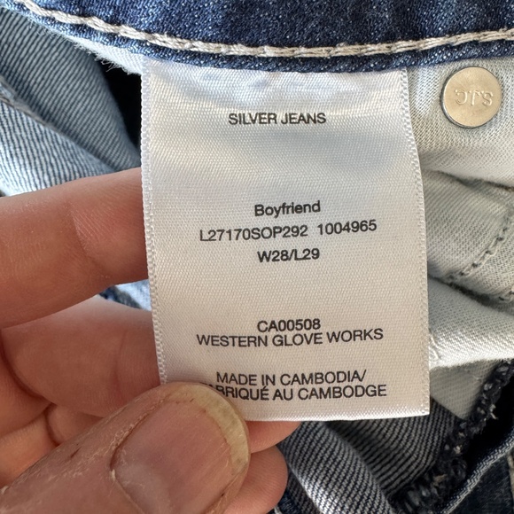 Silver Jeans Women's Distressed Patched Denim Boyfriend Jeans Blue 28 Faded - Picture 7 of 16